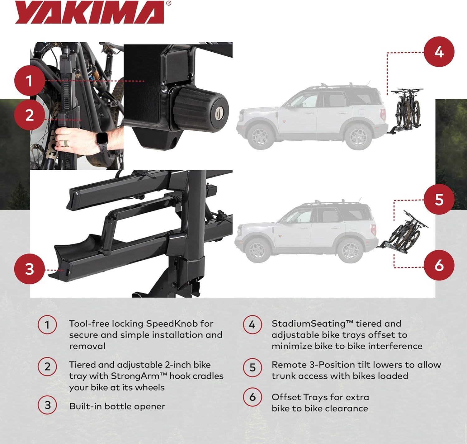 image:imageYakima Platform Hitch Bike Rack Rear Vehicle Bicycle Carrier w Tilting Tray for 2 Bikes Fits 16 to 29 Inch Wheel Size StageTwo 2 Anthracite